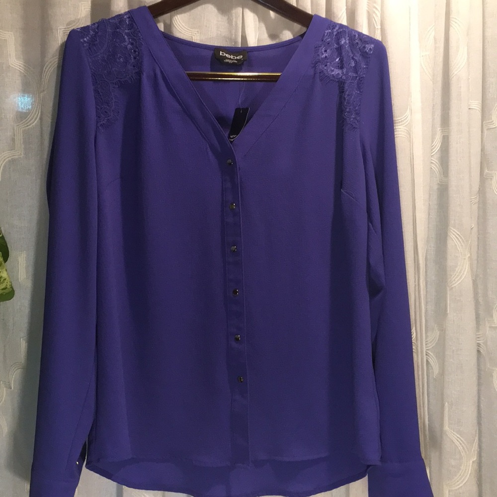 Bebe Annika lace button up- NWT!